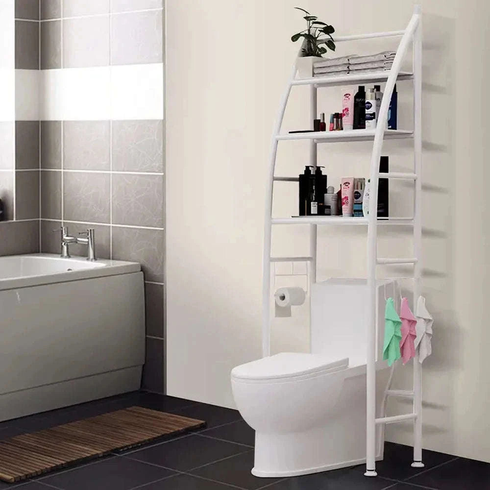 3-Tier Over Toilet Storage Rack Space-Saving Metal Organizer Shelf-WHITE / france