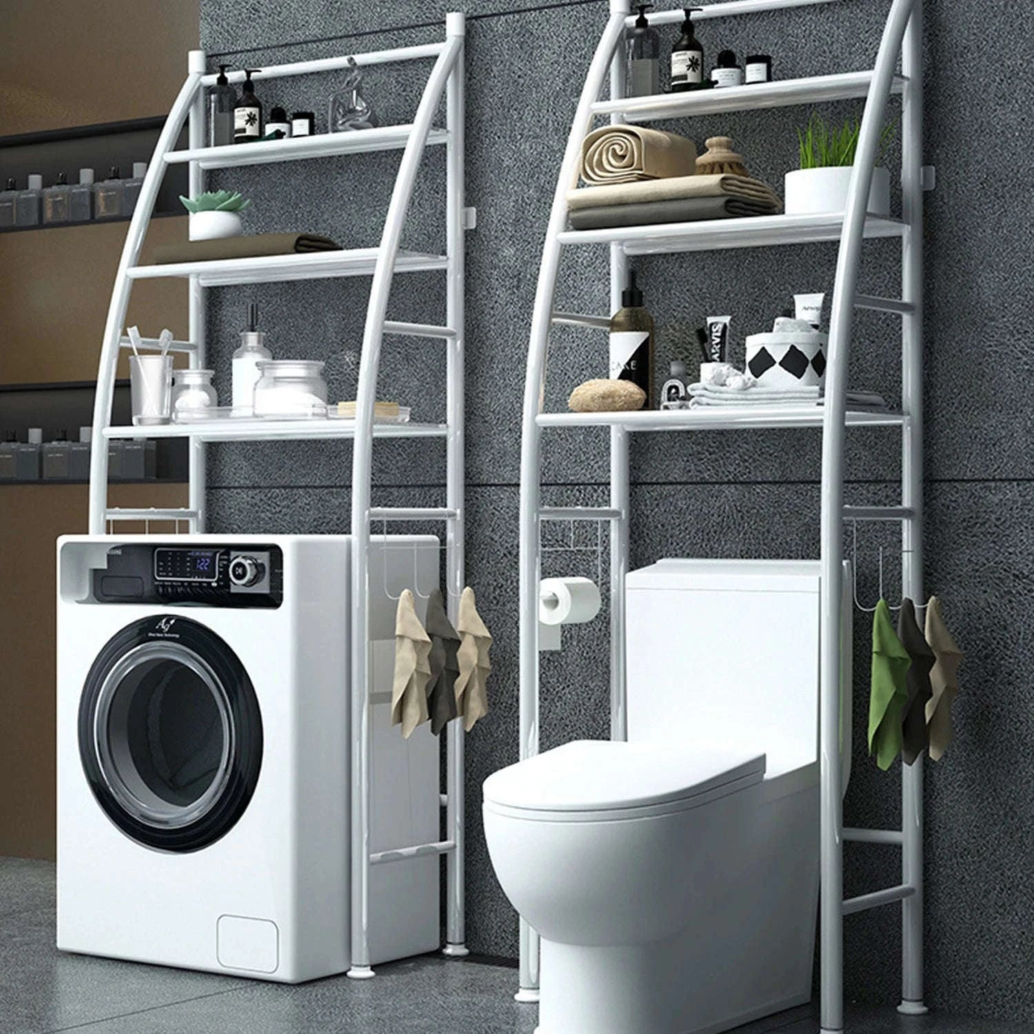 3-Tier Over Toilet Storage Rack Space-Saving Metal Organizer Shelf-WHITE / france