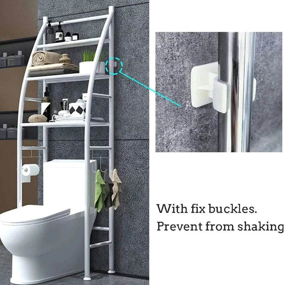 3-Tier Over Toilet Storage Rack Space-Saving Metal Organizer Shelf-WHITE / france