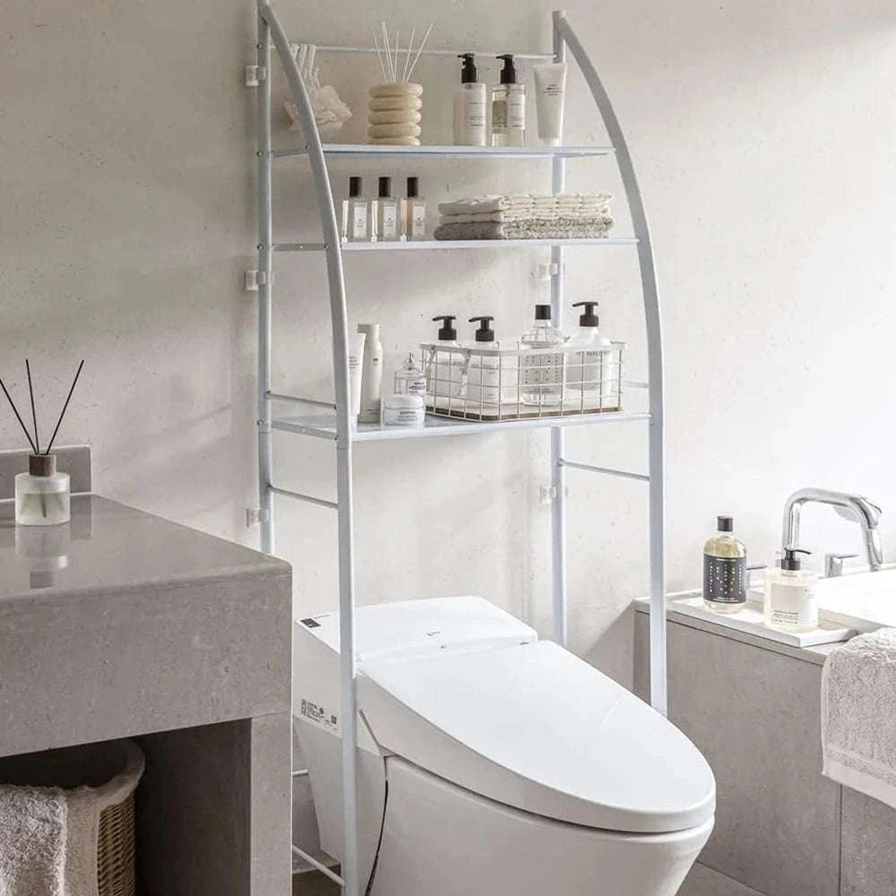 3-Tier Over Toilet Storage Rack Space-Saving Metal Organizer Shelf-WHITE / france