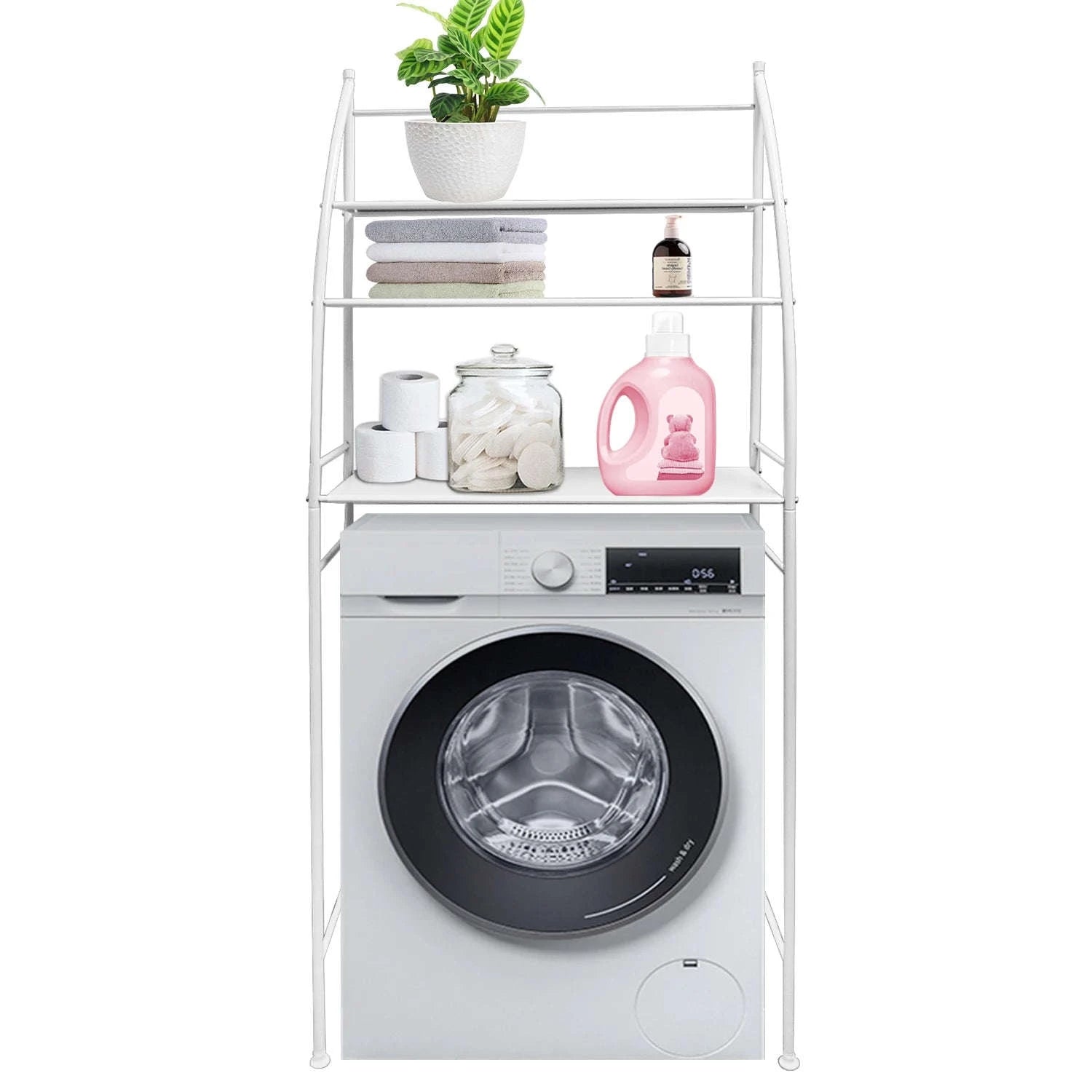 3-Tier Over Toilet Storage Rack Space-Saving Metal Organizer Shelf-WHITE / france