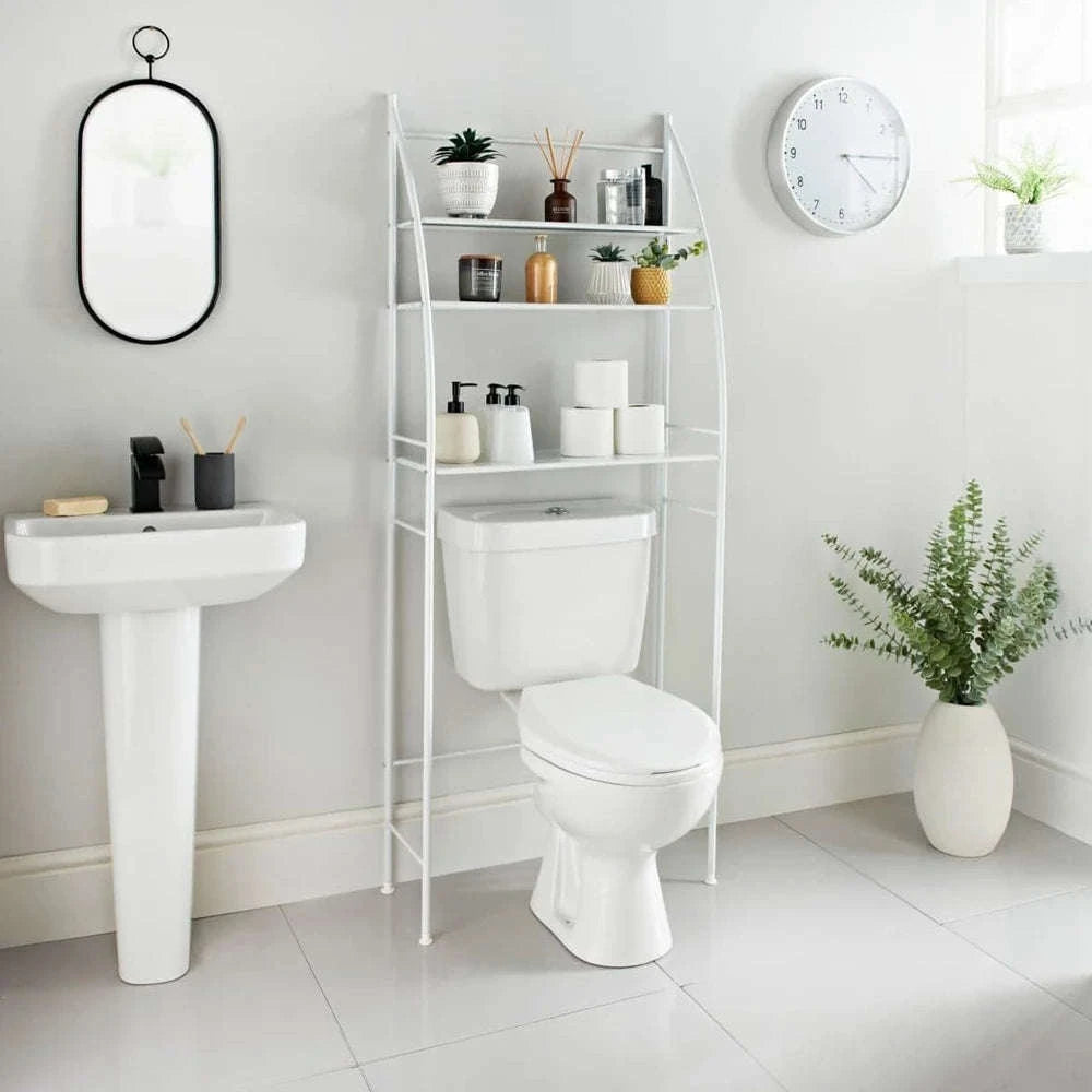 3-Tier Over Toilet Storage Rack Space-Saving Metal Organizer Shelf-WHITE / france