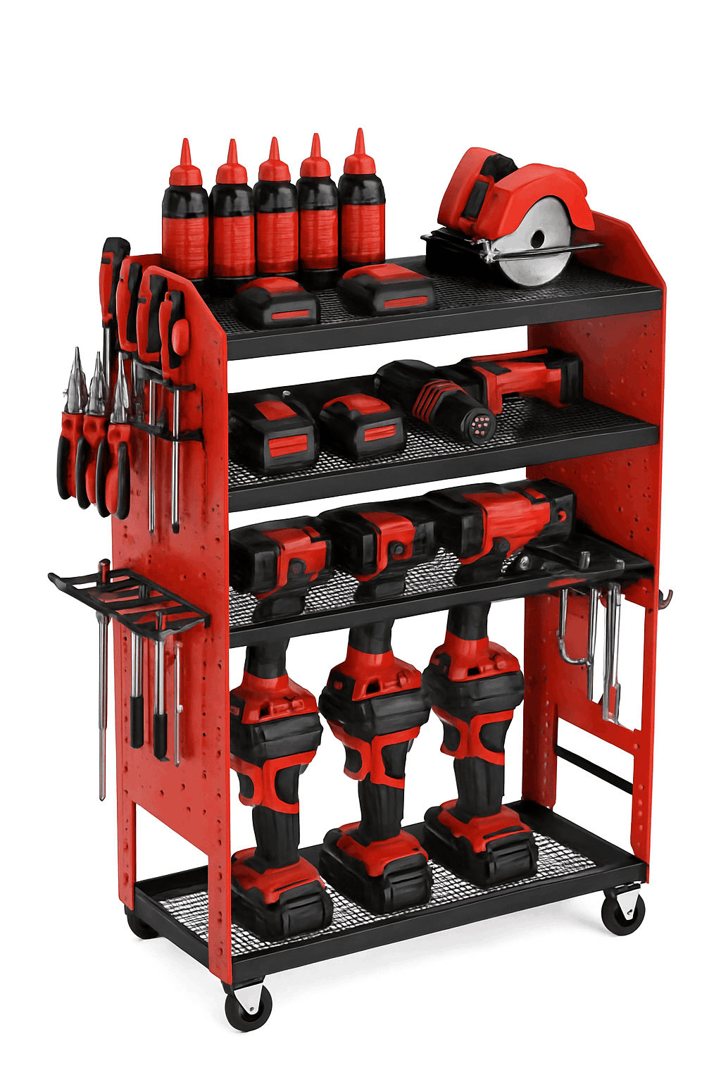3-Tier Power Tool Organizer Wall Mount Rack with Drill Storage-3 Tiers / United States