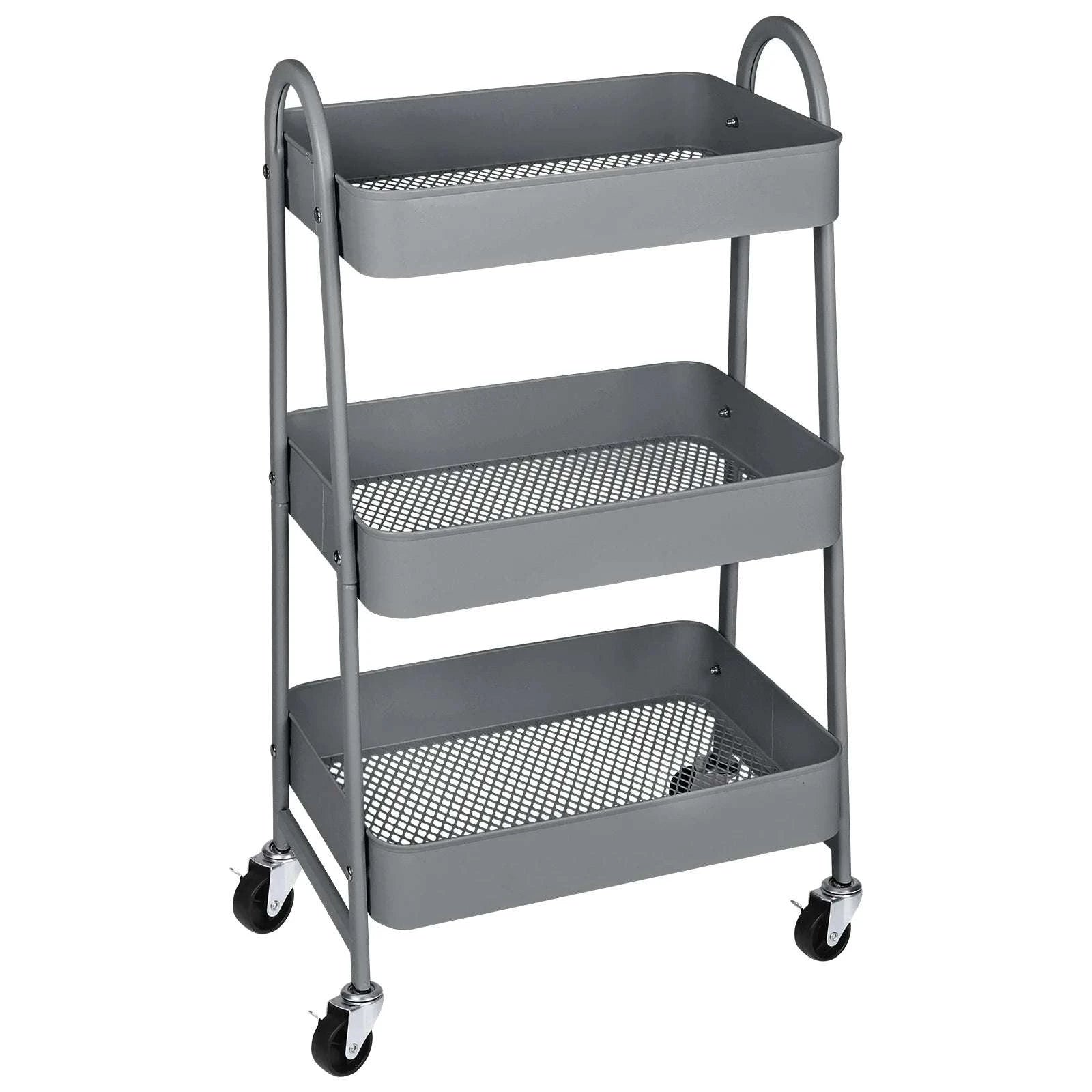 3-Tier Rolling Storage Cart with Lockable Wheels for Small Spaces-Pink / United States