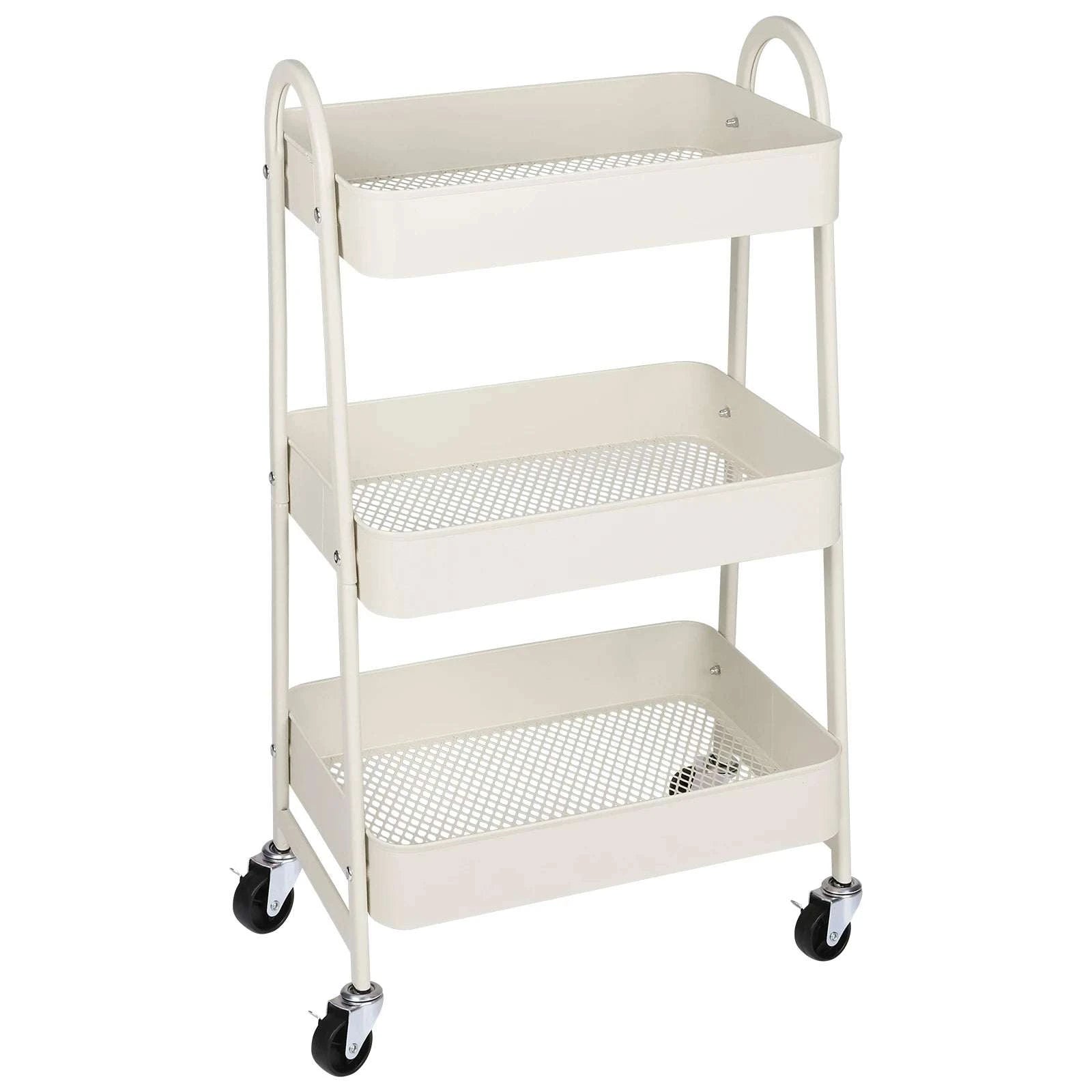 3-Tier Rolling Storage Cart with Lockable Wheels for Small Spaces-