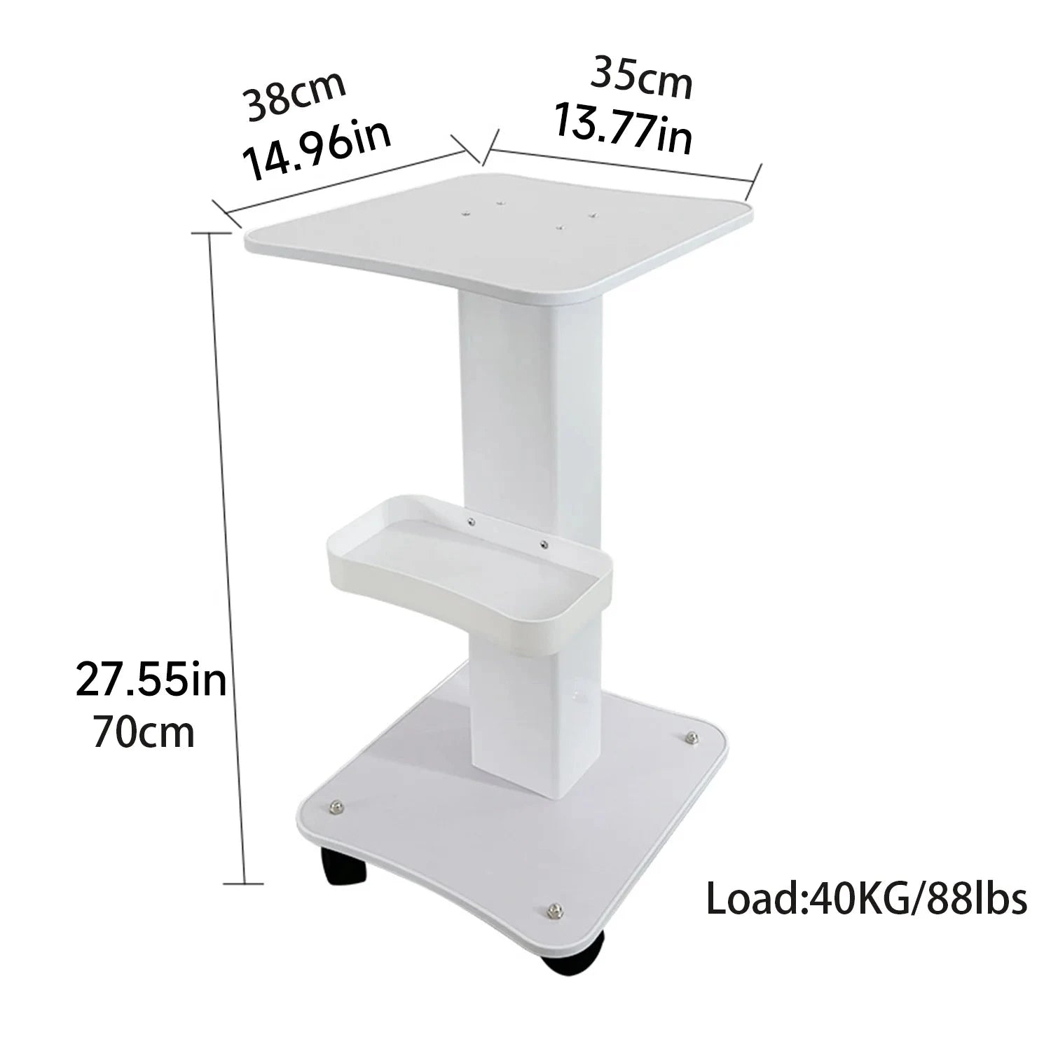 3-Tier Salon Rolling Trolley Cart with Silent Wheels, 40kg Capacity-WHITE / france