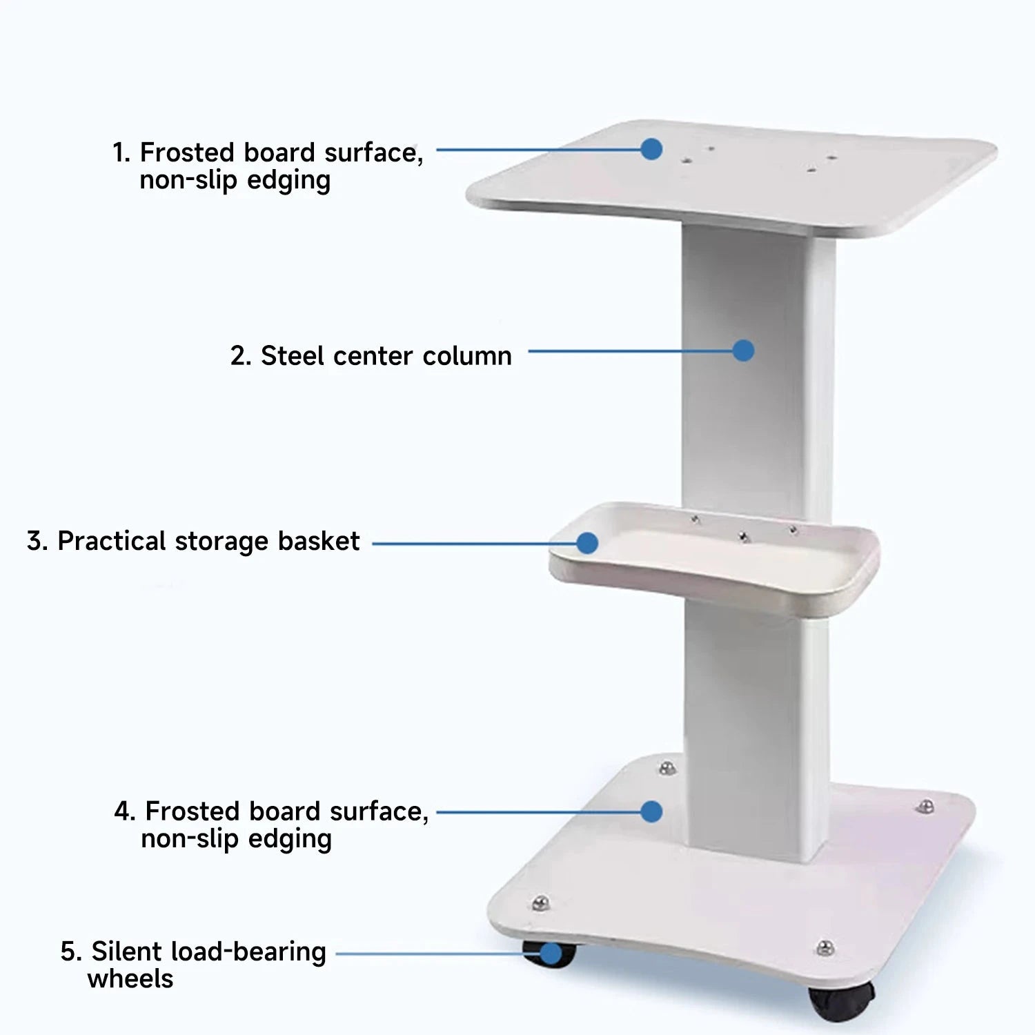 3-Tier Salon Rolling Trolley Cart with Silent Wheels, 40kg Capacity-WHITE / france