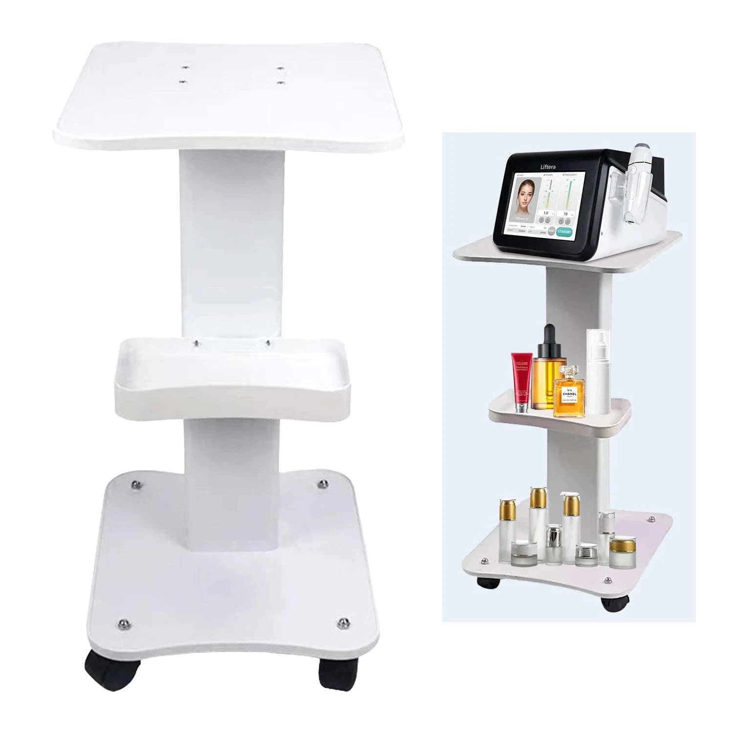 3-Tier Salon Rolling Trolley Cart with Silent Wheels, 40kg Capacity-WHITE / france