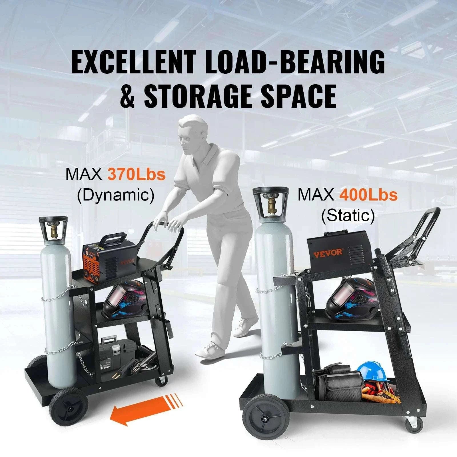 3-Tier Welding Cart with 400 lb Capacity, Wheels & Cylinder Chains-3-Tier Welding Cart / france