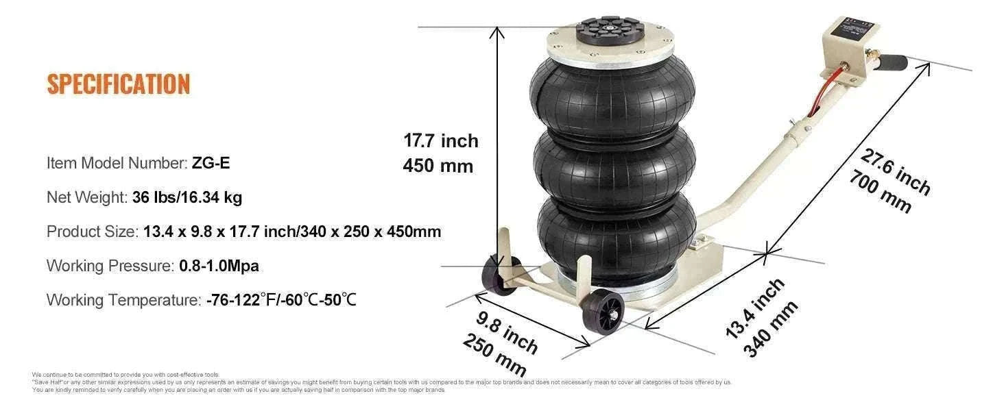 3 Ton Air Bag Jack Quick Lift Pneumatic Car Jack with Wheels-3T Adjustable blue / United States
