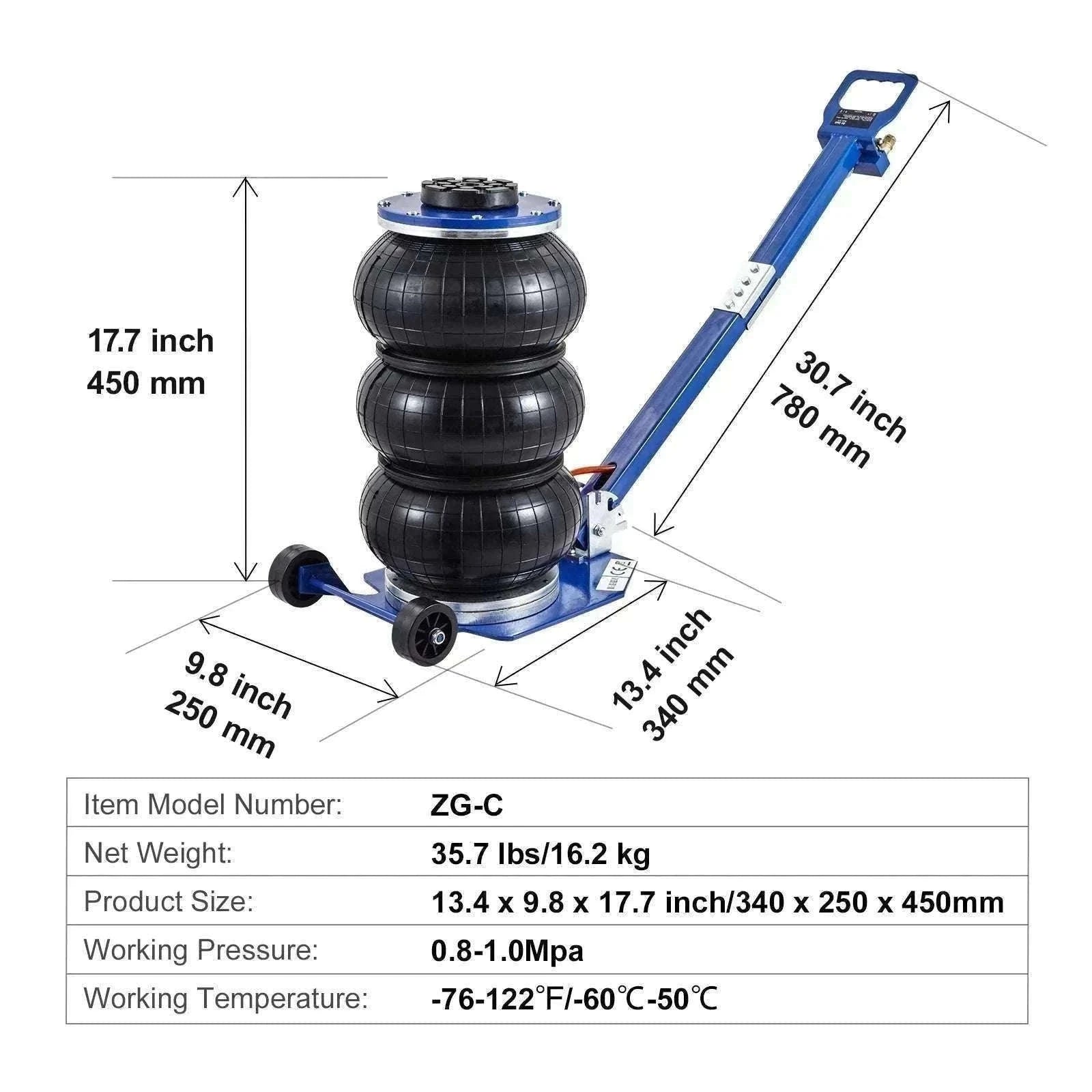 3 Ton Air Bag Jack Quick Lift Pneumatic Car Jack with Wheels-3T Adjustable blue / United States