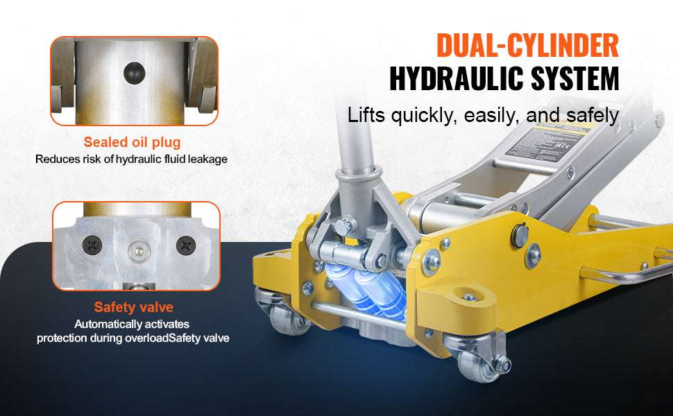 3 Ton Low Profile Aluminum Floor Jack with Dual Pump Lift-3T Aluminum / france
