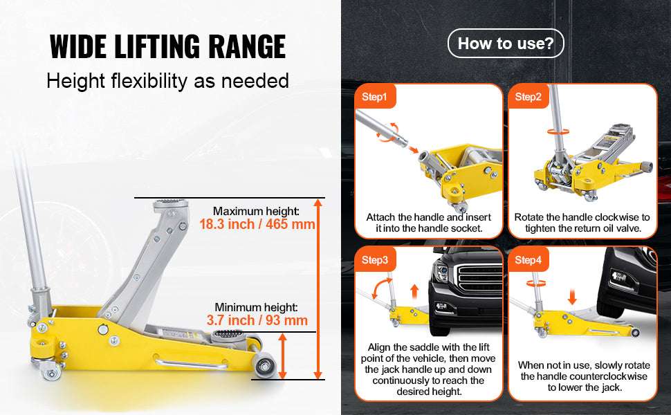 3 Ton Low Profile Aluminum Floor Jack with Dual Pump Lift-3T Aluminum / france