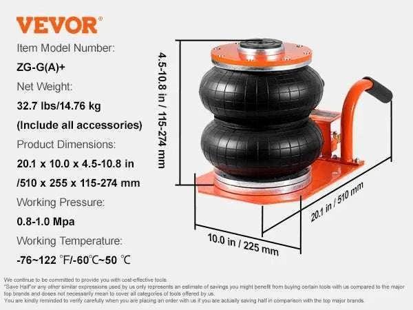3 Ton Pneumatic Air Jack 3–8s Quick Lift for Cars & SUVs-3T / france