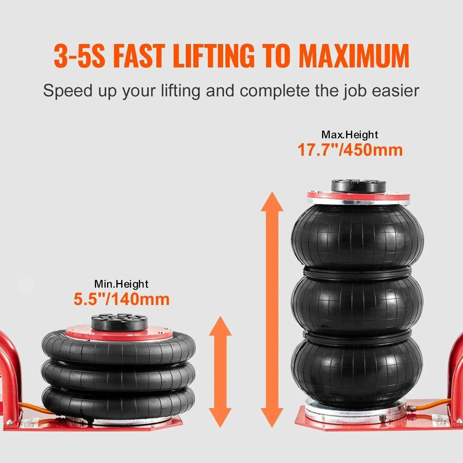 3 Ton Triple Bag Air Jack – Fast 5s Pneumatic Car Lift-RED / spain