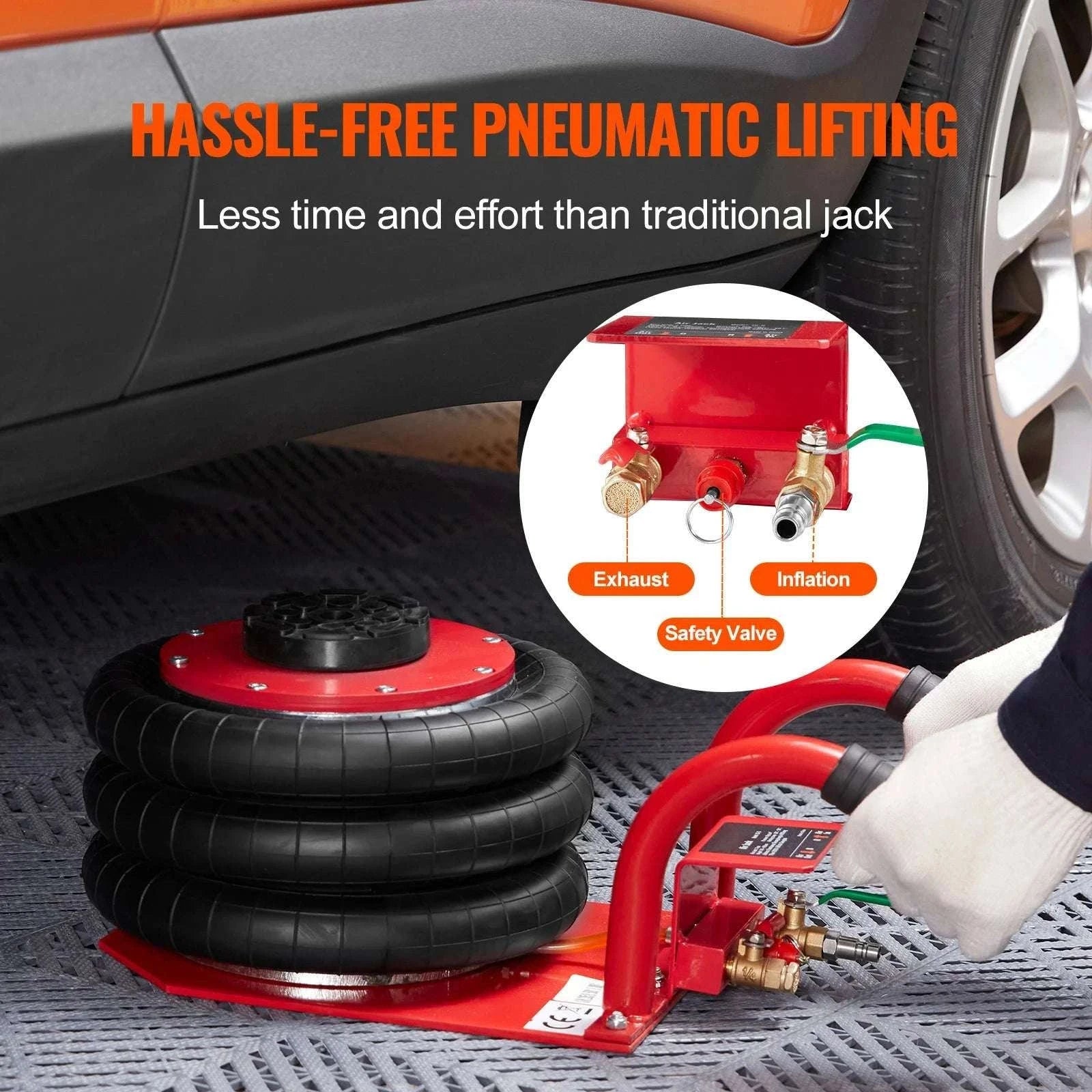 3 Ton Triple Bag Air Jack – Fast 5s Pneumatic Car Lift-RED / spain