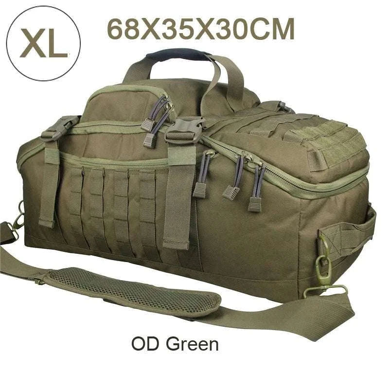 3-Way Tactical Duffel Backpack 30L 50L 80L Travel Hiking Bag-30L Brown / Poland