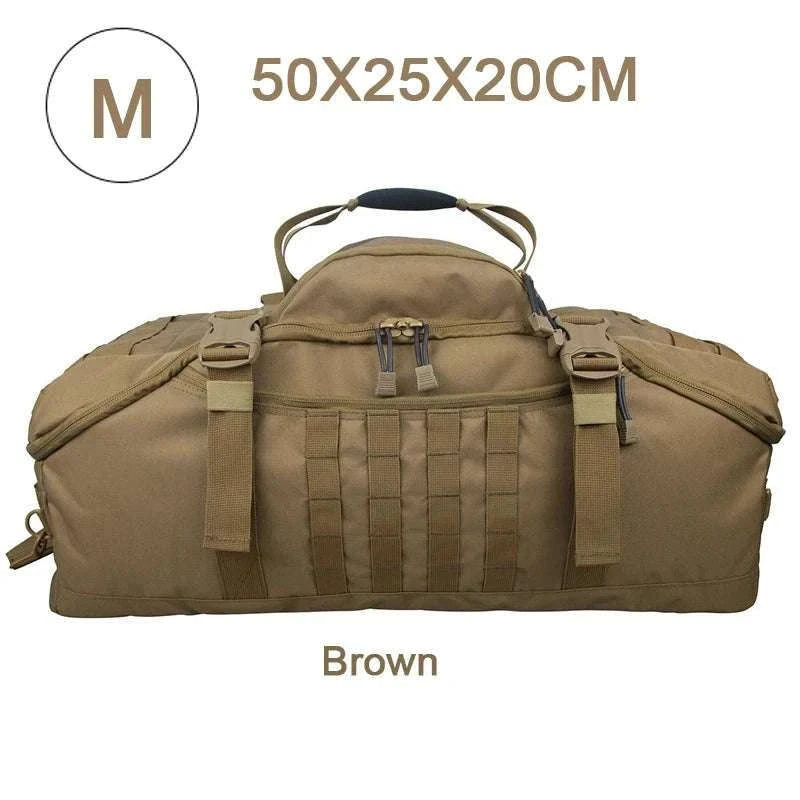 3-Way Tactical Duffel Backpack 30L 50L 80L Travel Hiking Bag-30L Brown / Poland