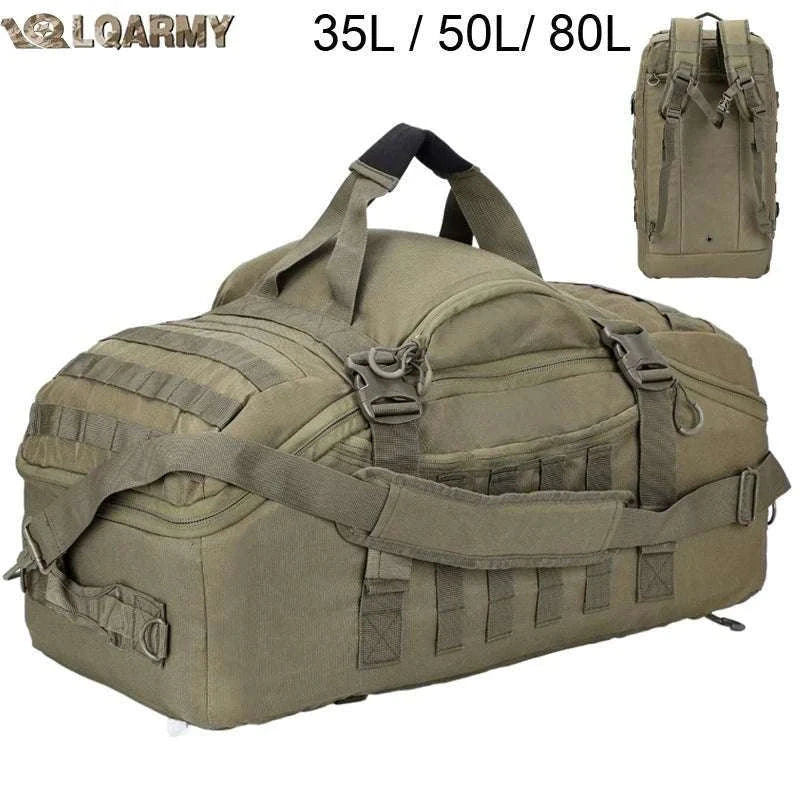 3-Way Tactical Duffel Backpack 30L 50L 80L Travel Hiking Bag-30L Brown / Poland