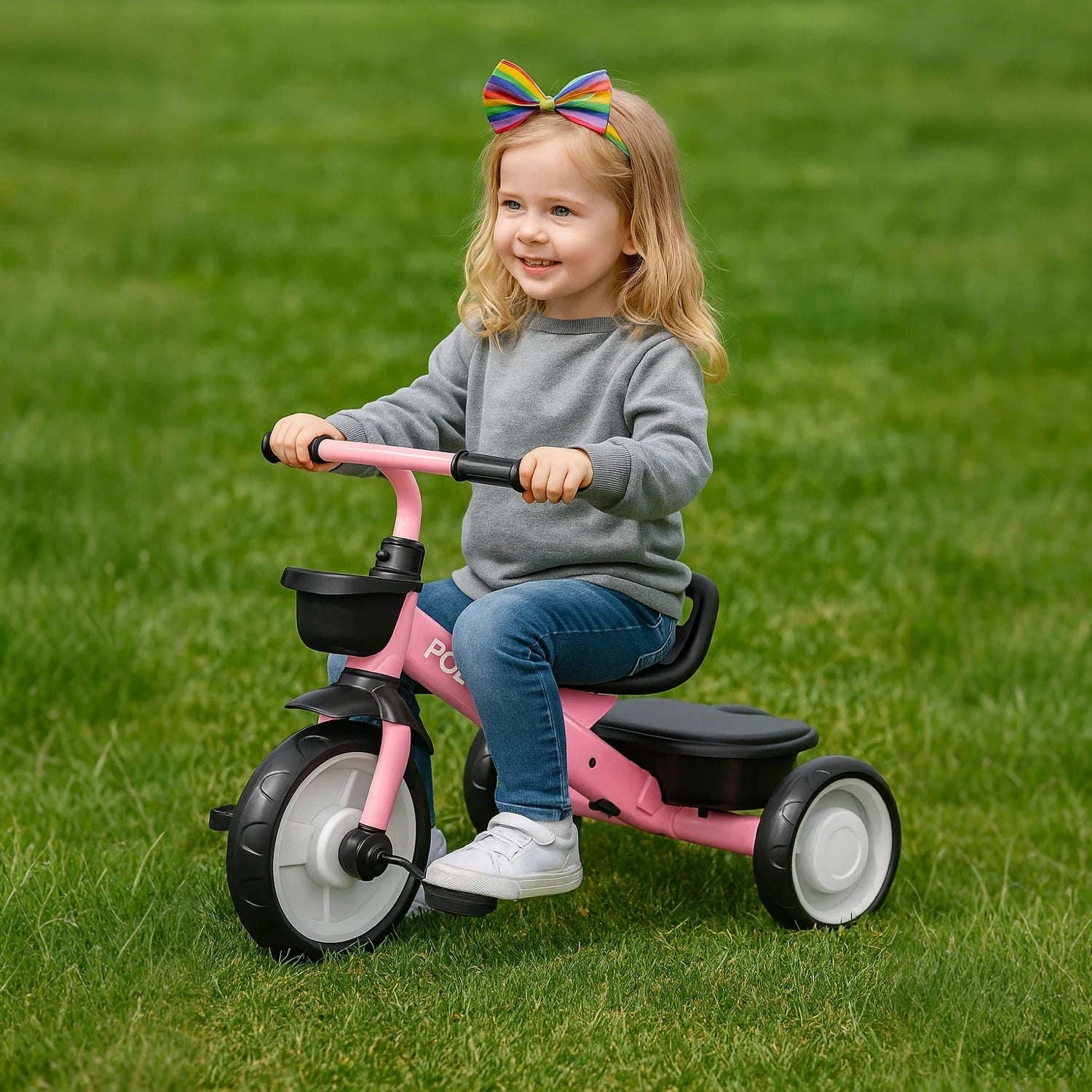 3-Wheel Toddler Balance Bike Adjustable Ride-On Ages 3–6-Pink / france