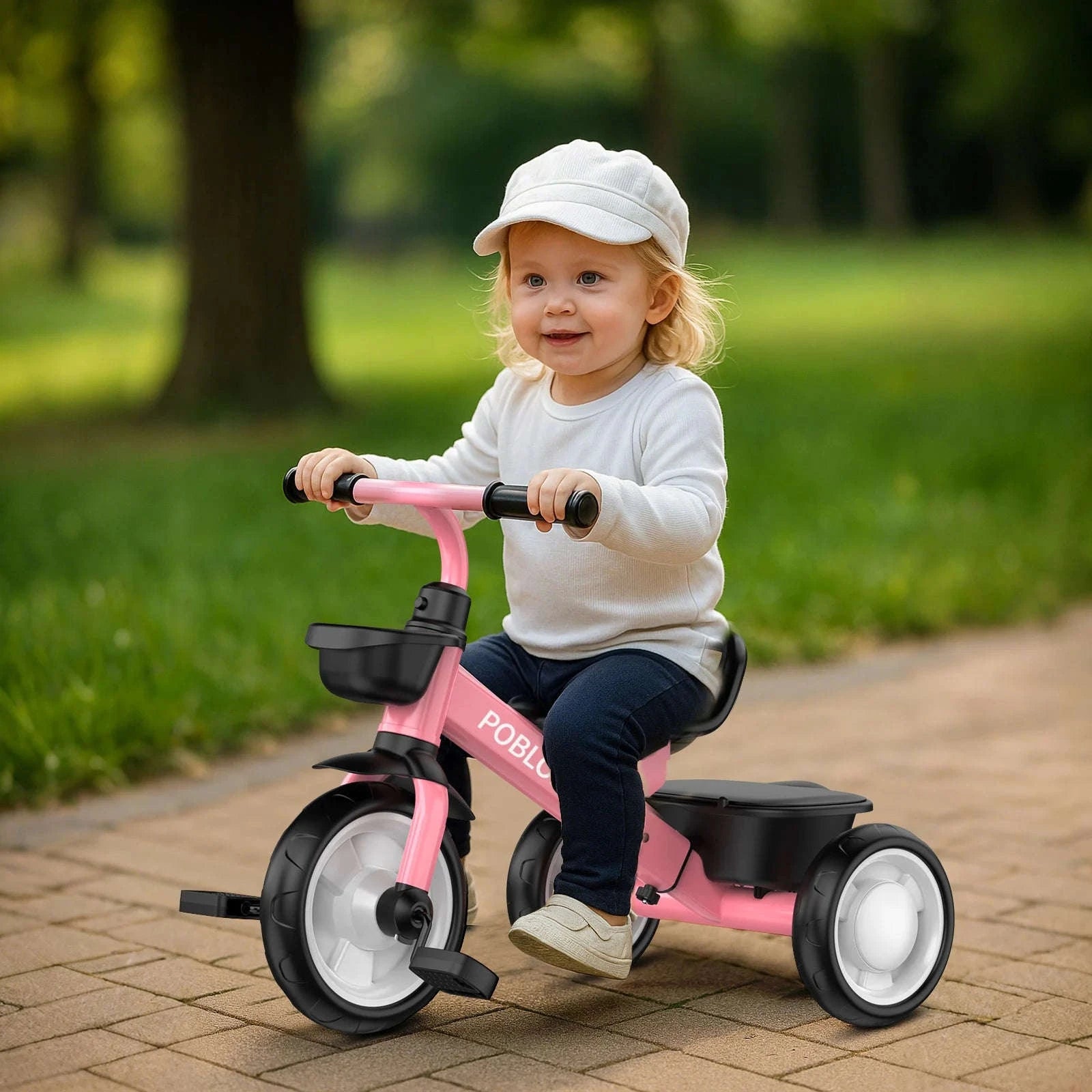 3-Wheel Toddler Balance Bike Adjustable Ride-On Ages 3–6-Pink / france