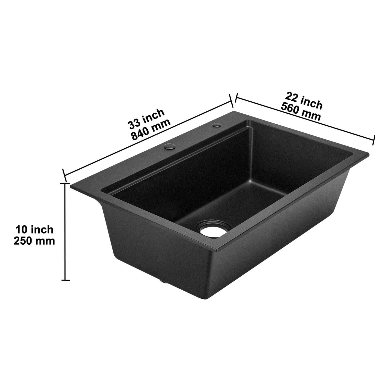 30/33 Inch Granite Kitchen Sink Workstation Single Bowl Undermount-33inch under / france