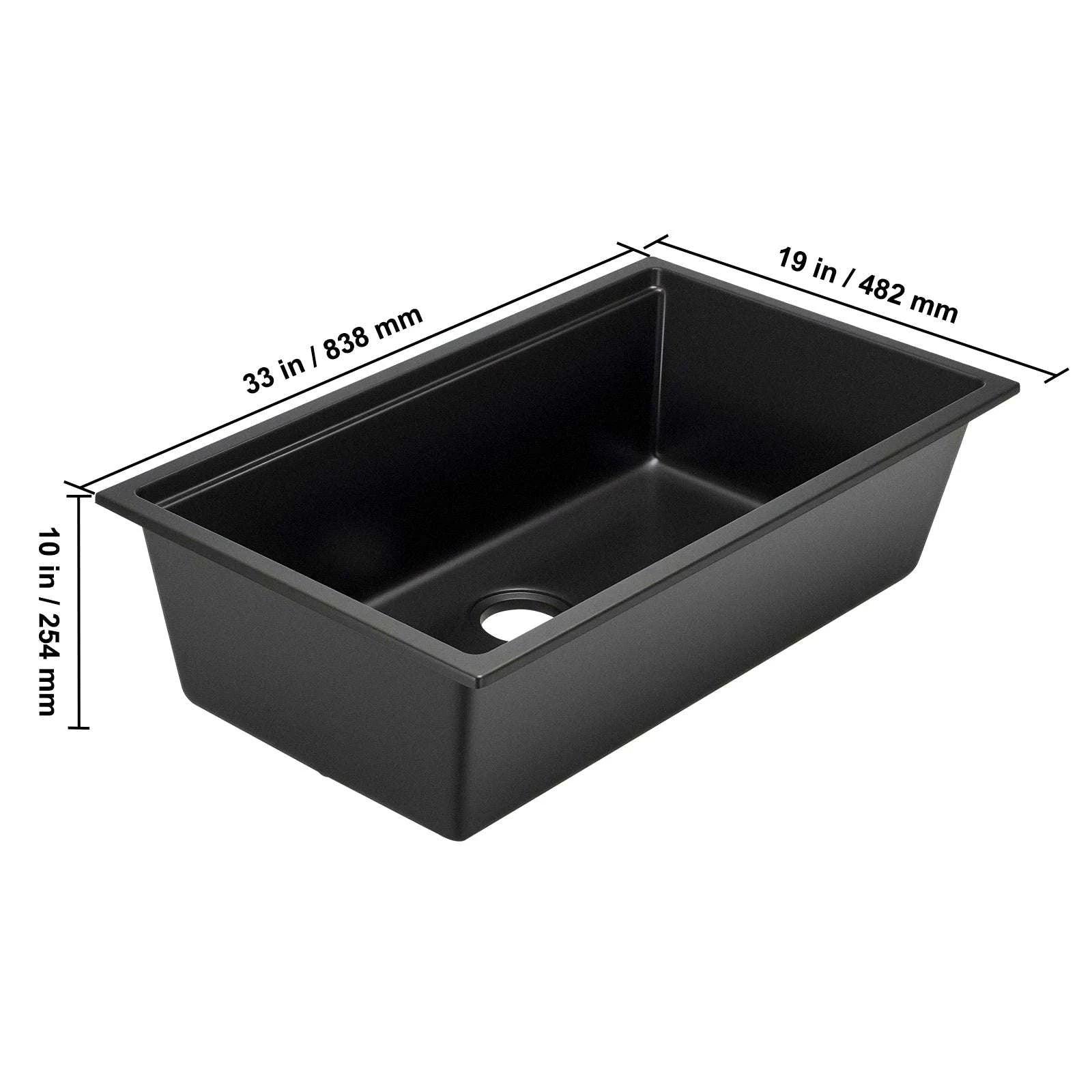 30/33 Inch Granite Kitchen Sink Workstation Single Bowl Undermount-33inch under / france