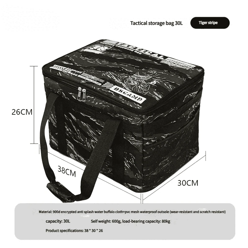 30-42L Tactical Camping Storage Bag Waterproof Folding Box-Khaki 30L