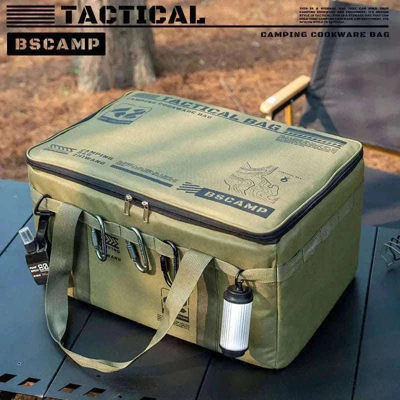 30-42L Tactical Camping Storage Bag Waterproof Folding Box-Khaki 30L