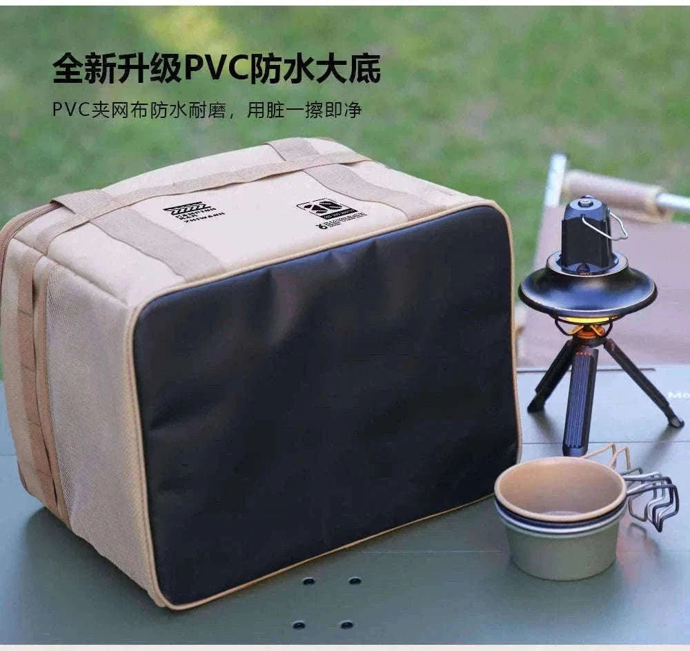 30-42L Tactical Camping Storage Bag Waterproof Folding Box-Khaki 30L