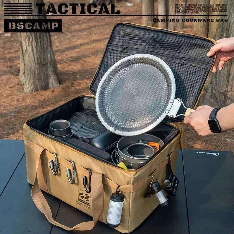 30-42L Tactical Camping Storage Bag Waterproof Folding Box-Khaki 30L