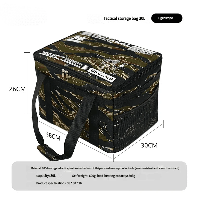 30-42L Tactical Camping Storage Bag Waterproof Folding Box-Khaki 30L