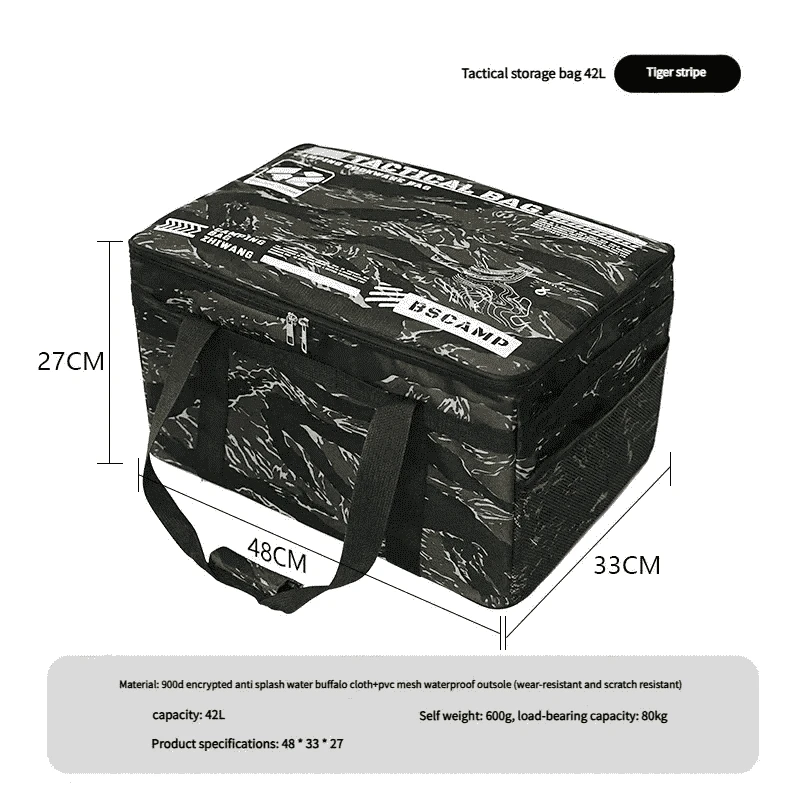 30-42L Tactical Camping Storage Bag Waterproof Folding Box-Khaki 30L