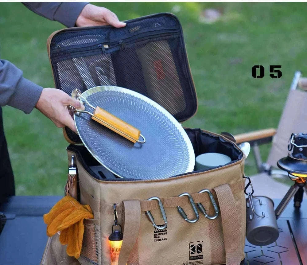 30-42L Tactical Camping Storage Bag Waterproof Folding Box-Khaki 30L