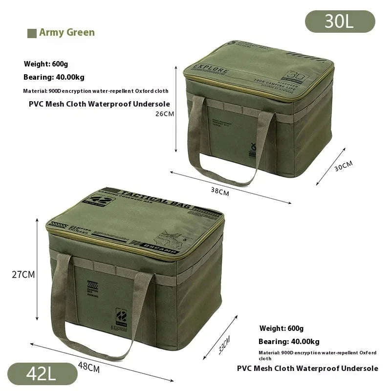 30–42L Tactical Camping Storage Bag with Folding Insulated Design-Green 42L / China Mainland