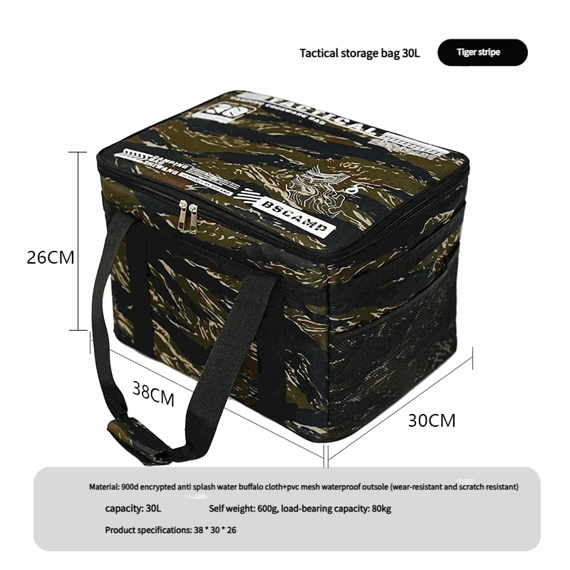30–42L Tactical Camping Storage Bag with Folding Insulated Design-Green 42L / China Mainland