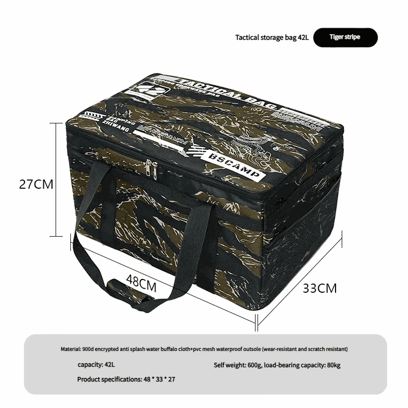 30–42L Tactical Camping Storage Bag with Insulated Design-Green 42L / China Mainland