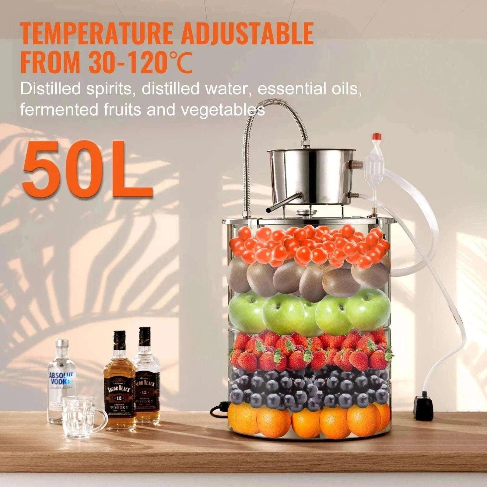 30/50L Stainless Steel Alcohol Distiller with Electric Heating-50L / spain