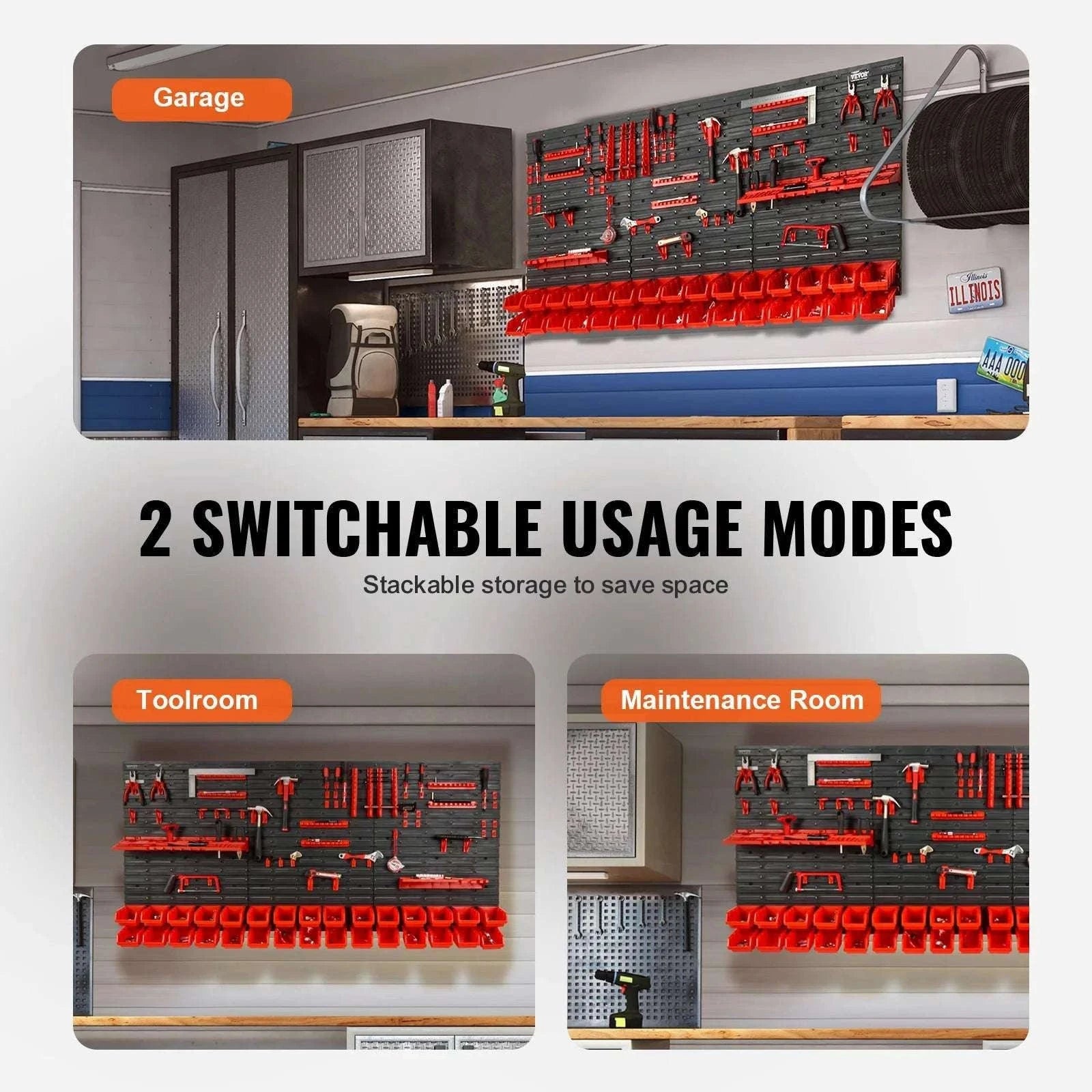 30-Bin Wall Mounted Storage Organizer with Panels for Garage-30Bin / france