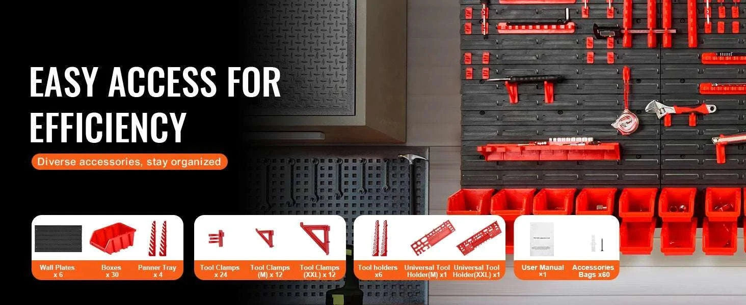 30-Bin Wall Mounted Storage Organizer with Panels for Garage-30Bin / france
