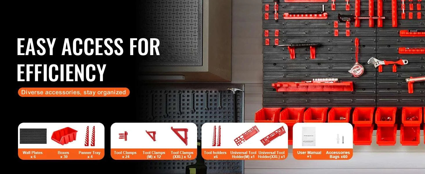 30-Bin Wall Mounted Storage Organizer with Panels & Hooks-30Bin / United States