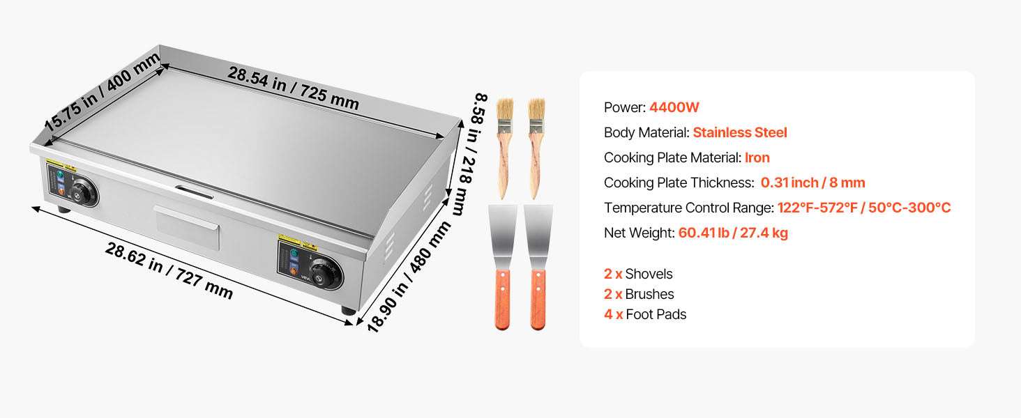 30" Commercial Electric Griddle Flat Top 4400W with Temp Control-30inch 4400W / United States
