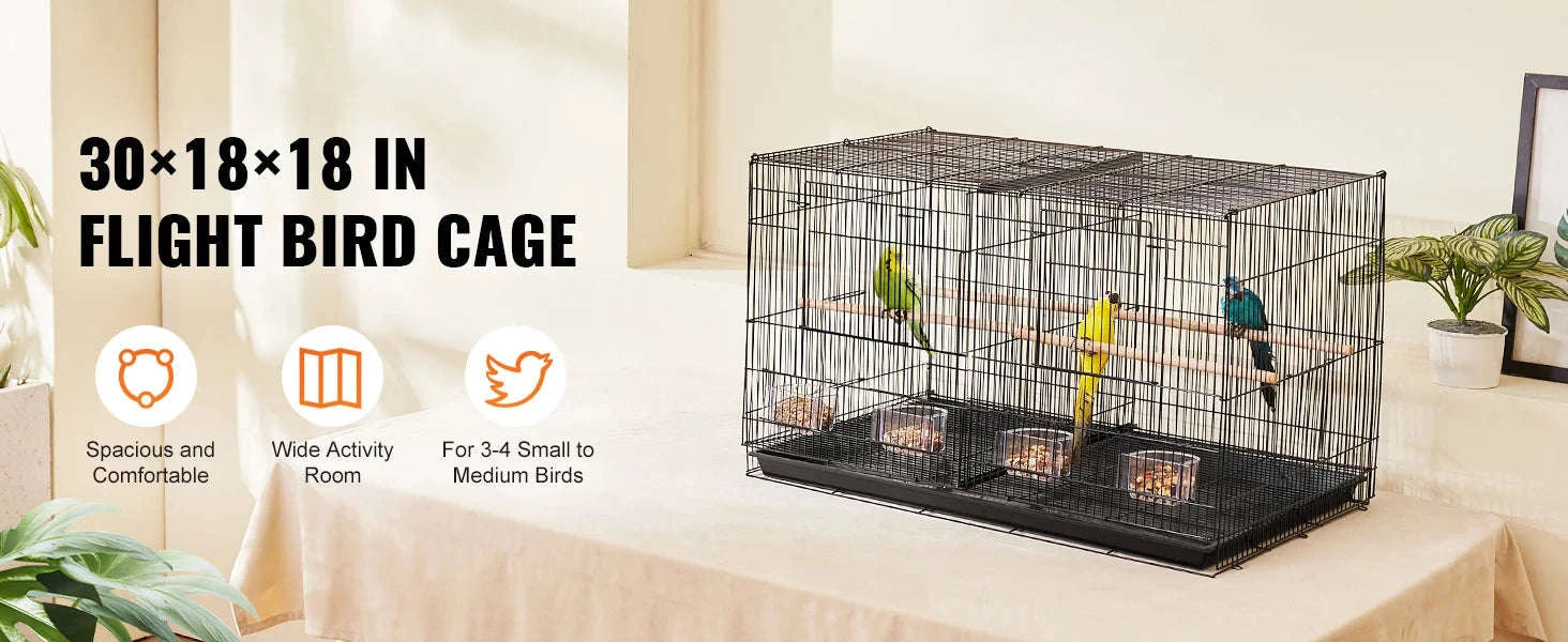 30 in Stackable Divided Bird Cage with Handle and Perches-White / france