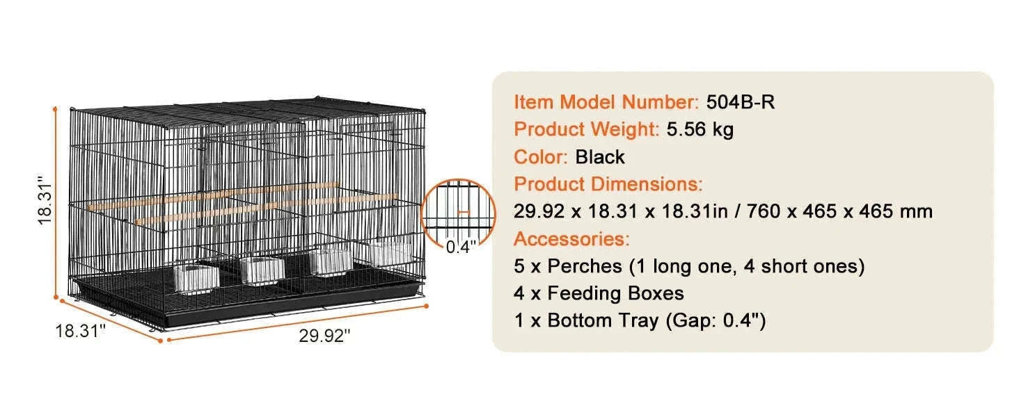 30 in Stackable Divided Bird Cage with Handle and Perches-White / france