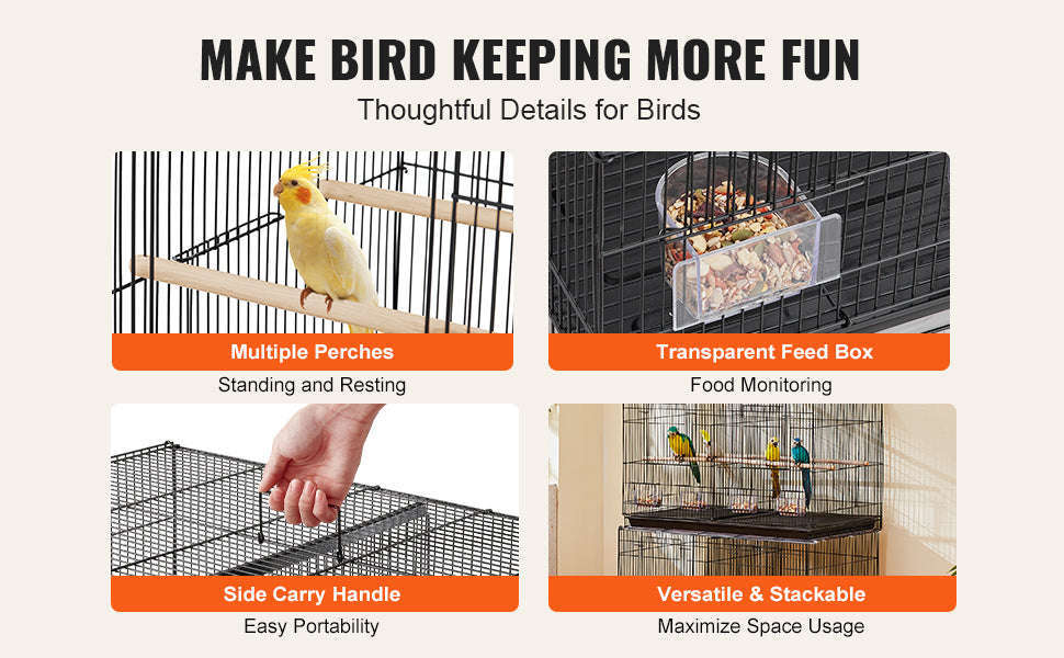30 in Stackable Divided Bird Cage with Handle and Perches-White / france
