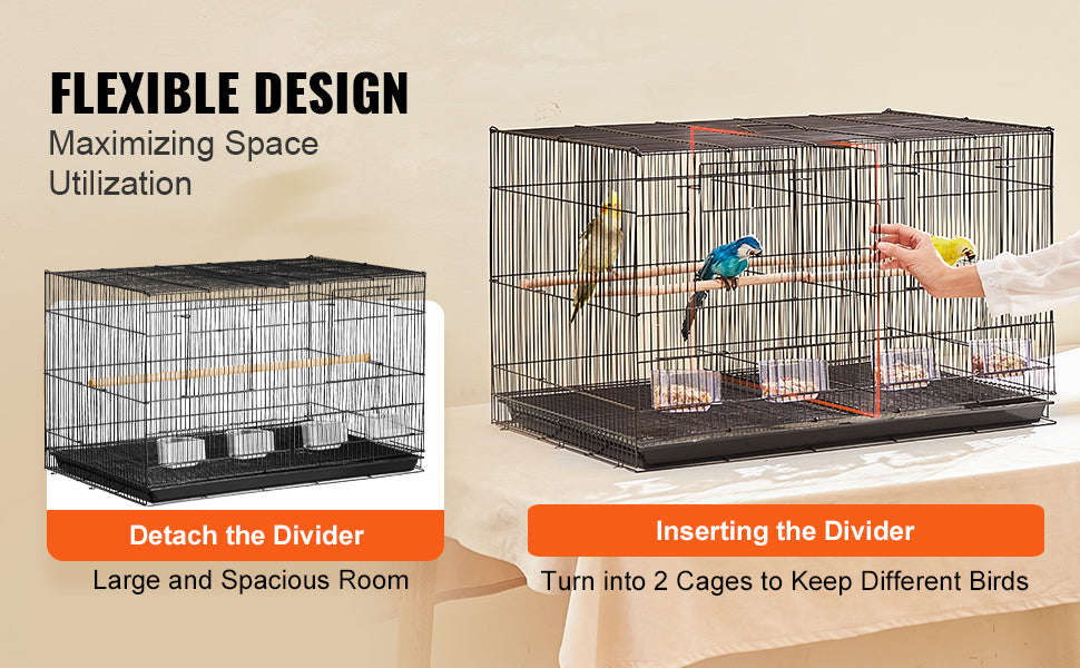 30 in Stackable Divided Bird Cage with Handle and Perches-White / france