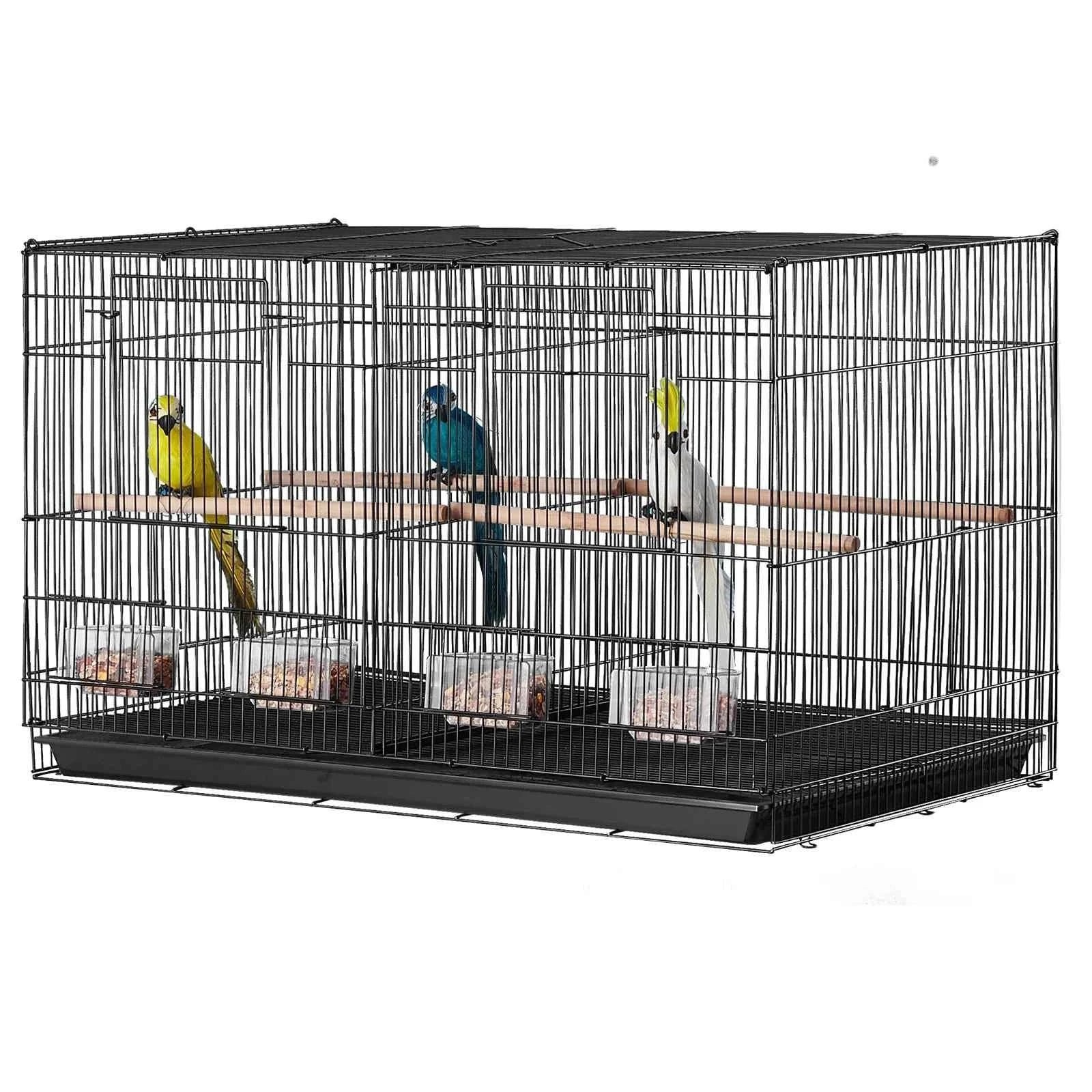 30 in Stackable Divided Bird Cage with Handle and Perches-White / france