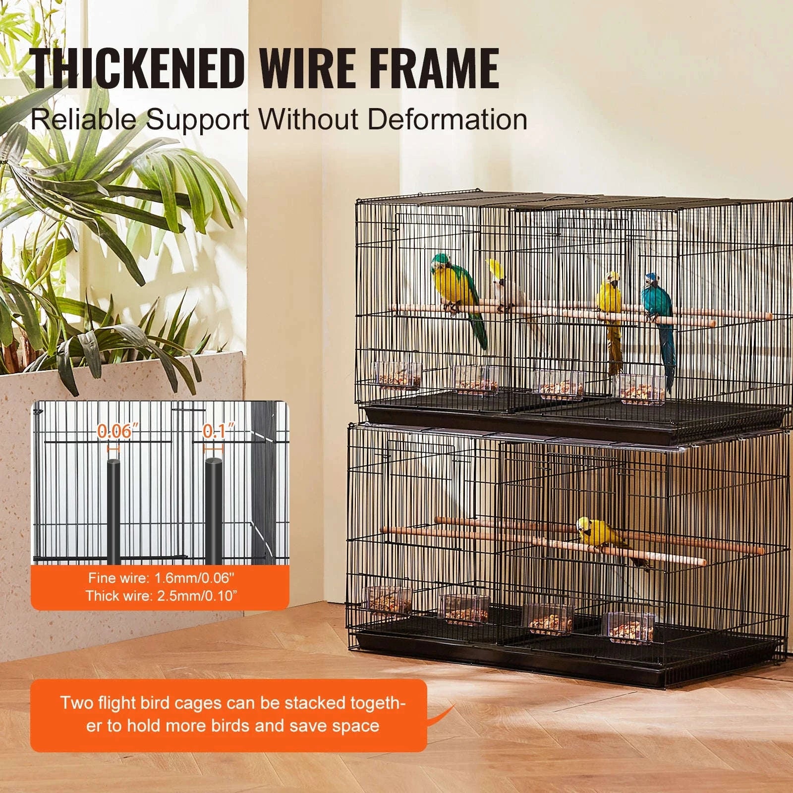 30 in Stackable Divided Bird Cage with Handle and Perches-White / france