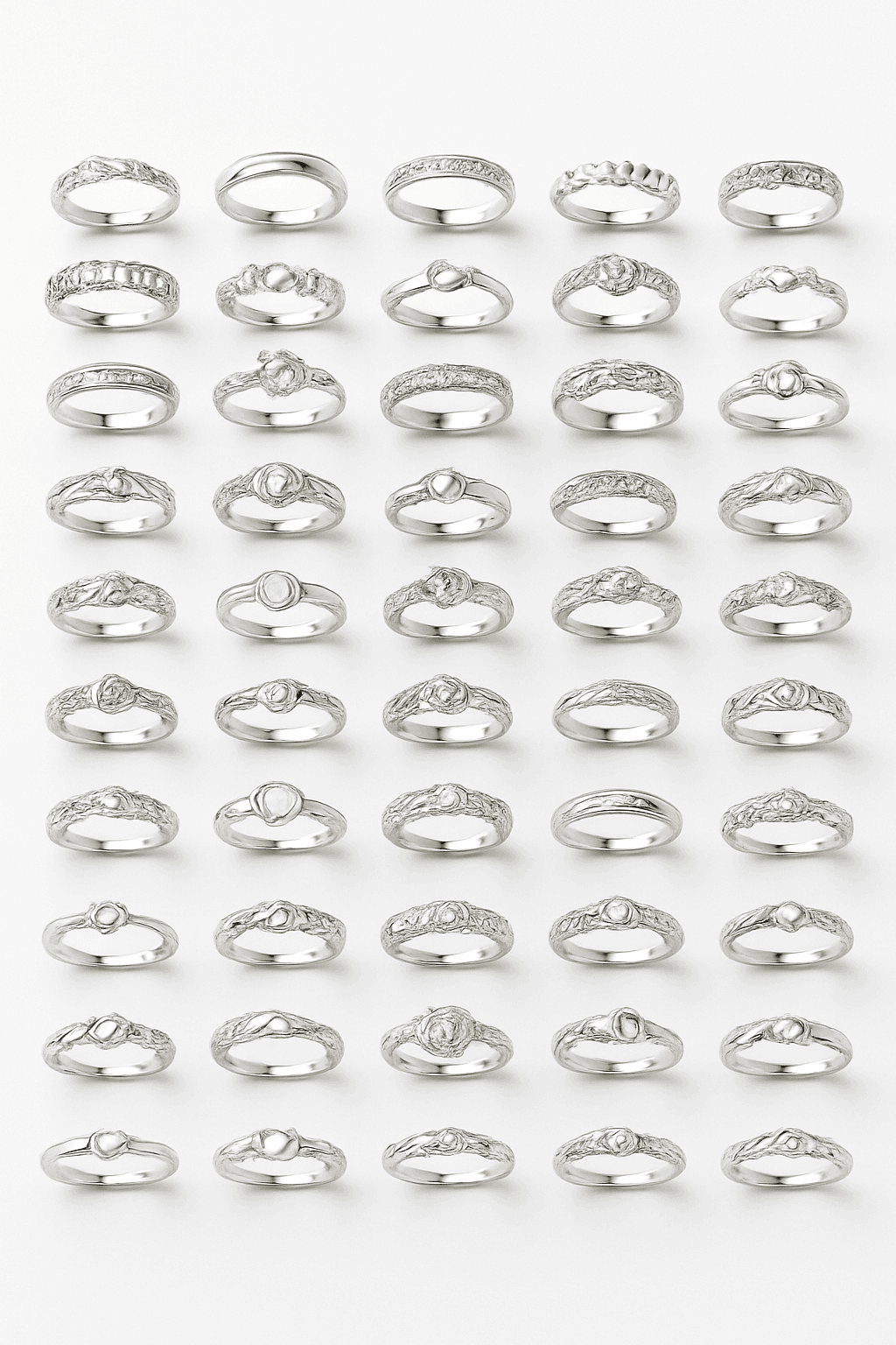 30-Piece Mixed Style Ring Set with Pearl and Silver Designs-mix size(15mm-19mm) / silver color 30pcs