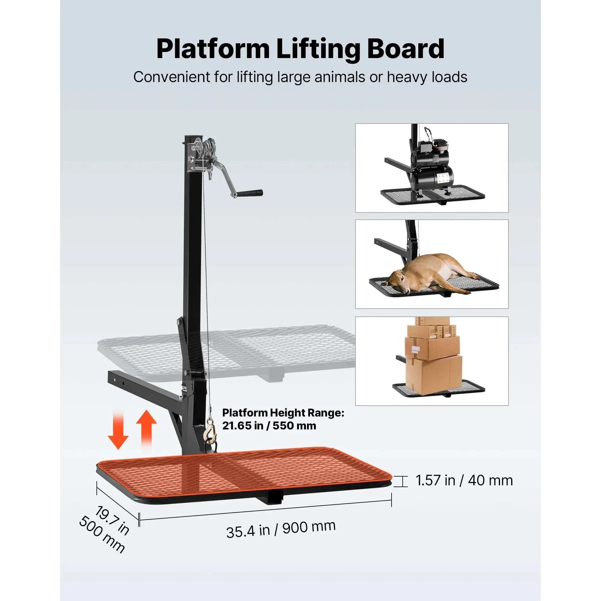 300 lbs Hitch-Mounted Deer Hoist with Platform & 2" Receiver-300lbs / france
